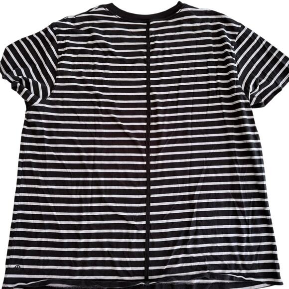 Lululemon All Yours Cotton T-Shirt Stripe Black White Plus Size 14 Loose Fit - Picture 3 of 7